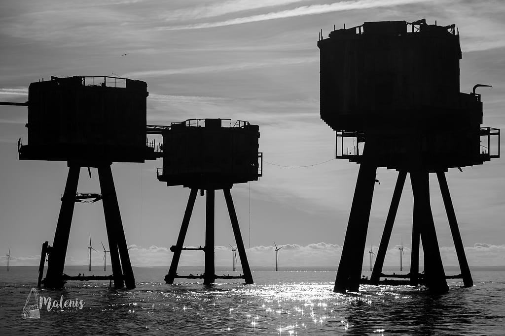 OLD Black and white silhouette of Shivering Sands