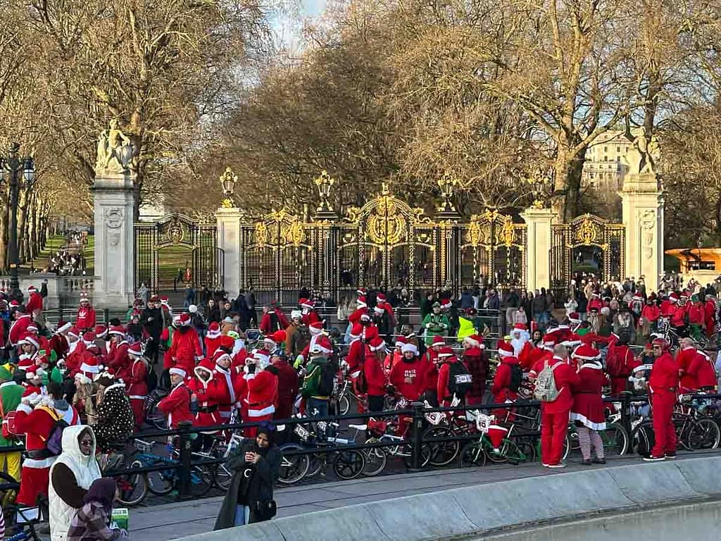 Santa Cruise participants outside Buckingham Palace