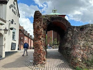 Balkerne Pedestrian Footpath with a gentleman walking towards camera.
