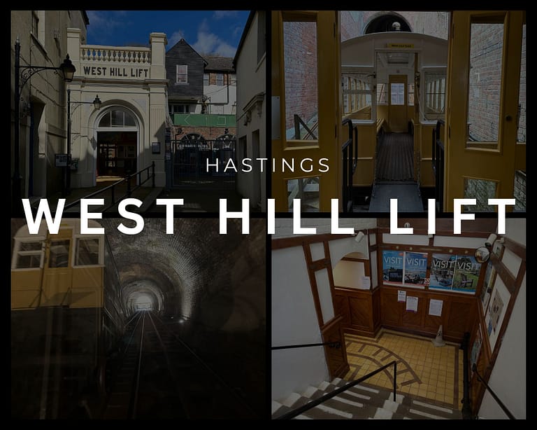 OLD Collage of photos of Hastings West Hill Lift